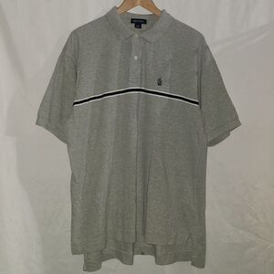 Nautica Gray Polo Striped Short Sleeve Shirt Size L.